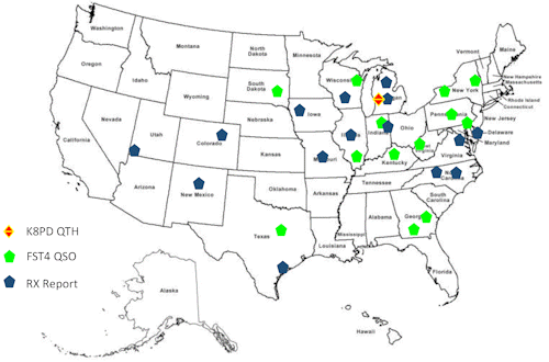 The Lowdown 630 Meter Antenna Testing Map